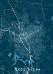 Fontana, California, USA artistic blueprint map poster