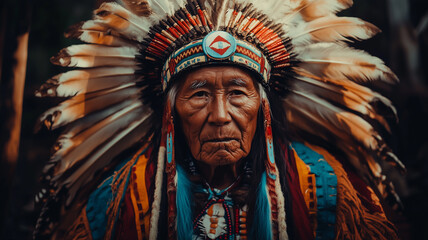 Obraz premium Indigenous Peoples' Day, an elder from an Indigenous community