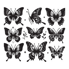 Fototapeta premium flying butterfly set clipart vector design,awesome flying butterfly set svg,high resolution printable flying butterfly set artwork