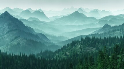 Fototapeta premium Misty Mountain Landscape