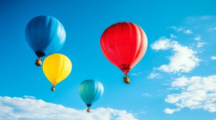 Fototapeta premium Colorful hot air balloons floating in the blue sky