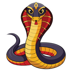 Fototapeta premium Print Handsome King Cobra Clipart Vector Illustration of a Majestic Snake with Realistic Features