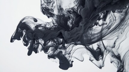 Black ink forming ethereal cloud in water, abstract background