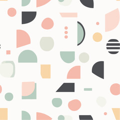 Minimalist vector seamless pattern of abstract geometric shapes