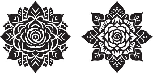  Rose Mandala Design Illustrator Vector 