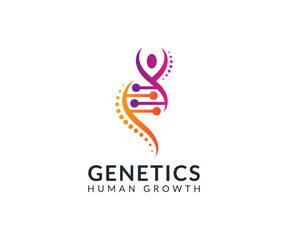 Genetics logo icon, vector symbol design with people concept. DNA and Genetics logo template for medical and healthcare clinics.