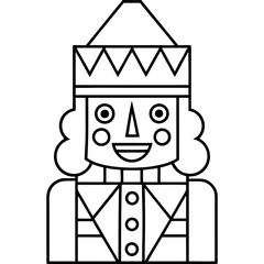 A traditional nutcracker figure, focusing on its face and hat, using geometric shapes vector