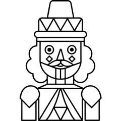 A traditional nutcracker figure, focusing on its face and hat, using geometric shapes vector