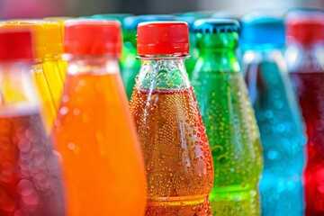 Colored soda bottles
