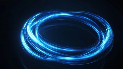 Blue light trails rotating forming a circle on dark background