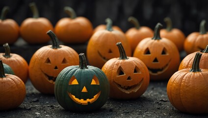 Halloween decoration with pumpkins.