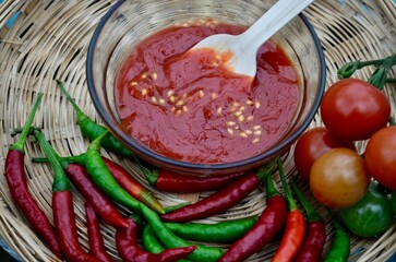 homemade adjika spicy chili tomato ketchup