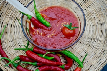 homemade adjika spicy chili tomato ketchup