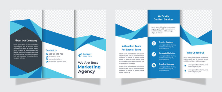 Construction and renovation creative trifold brochure template design.