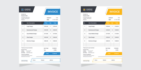 Business invoice form template. Minimal Invoice Layout. Modern And Simple Invoice.