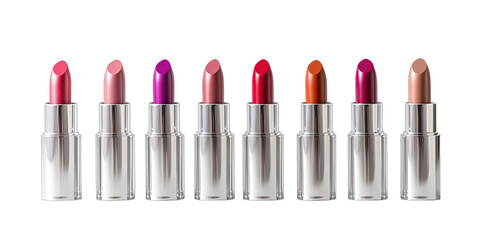 A colorful array of lipsticks displayed on a white background showcasing various shades perfect for any occasion