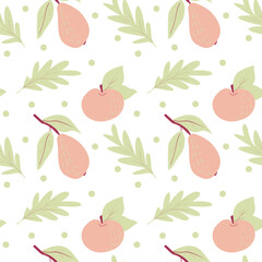 Delicate seamless pattern with fruits on a white background
