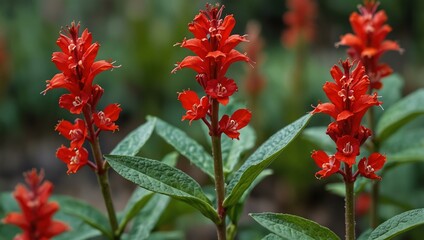 Hound's-tongue plant with red flowers, once thought to prevent dog bites.