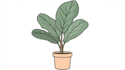 Obraz premium A simple drawing of a plant, perfect for use as an icon. It's on a plain white background, so it's easy to see.