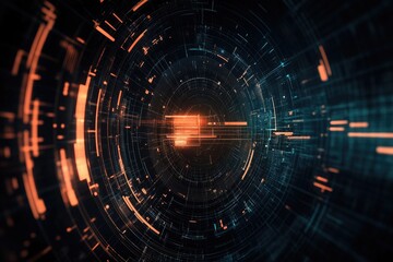 Obraz premium A futuristic abstract digital background with glowing lines and patterns, ideal for technology and science projects.