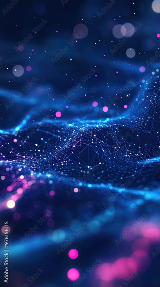 Wall mural a vibrant visual featuring luminous patterns and glowing particles, evoking a sense of depth and mot