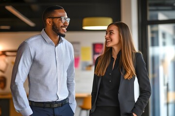 Fototapeta premium Mentor Offering Guidance to Young Professional in Motivational Office Setting