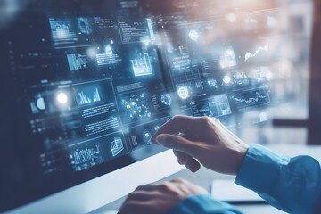 Fototapeta premium Contributor Checking Metadata and Keywords for Image Optimization on Platform Dashboard