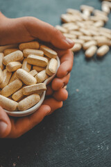 Vitamin capsules for the heart top view