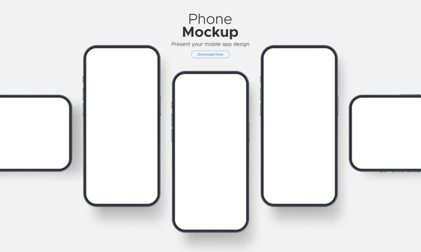 Smartphones With Blank Screens. Present Your App Design On This Mockup. Vector Illustration