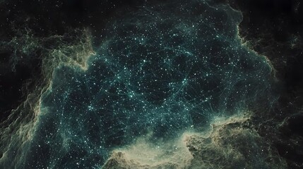 Obraz premium Nebular Synapses : Imagine nodes as synapses firing—a cosmic thought process. Blues and whites spark connections. Use this image for science journals or as a cover for speculative fiction novels. 