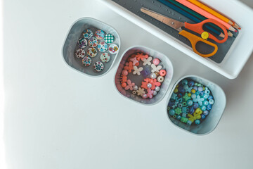 Beads in boxes, space organization