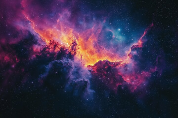 Fototapeta premium Beautiful, colorful nebula with stars on a black background. Cosmic sky