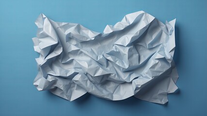 crumpled paper ball on blue