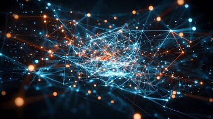 Obraz premium Stellar Chromatics : Here, polygonal lines shimmer—a cosmic light show. Reds and blues blend harmoniously, like cosmic chords. The copy space awaits your astronomical revelations or brand logo. 