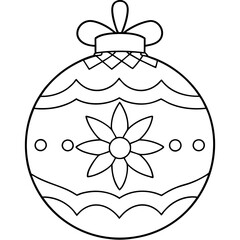 A round ornament with a simple ribbon on top and decorative patterns inside vector