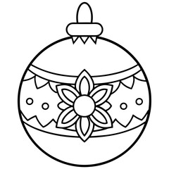 A round ornament with a simple ribbon on top and decorative patterns inside vector