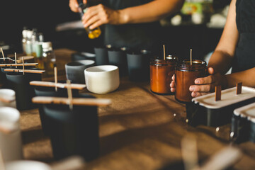 The process of making candles in the workshop