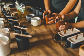 The process of making candles in the workshop