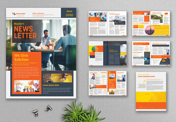 Newsletter Layout with Orange Accents