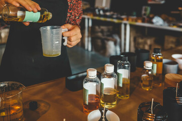 The process of making candles in the workshop