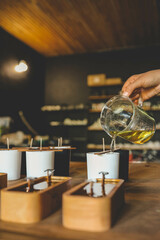 The process of making candles in the workshop