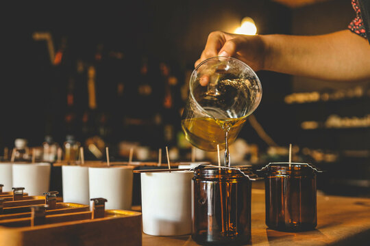 The process of making candles in the workshop