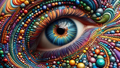 A beautiful multicolored rainbow eye.