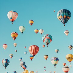 Naklejka premium many hot air balloons are flying in the sky