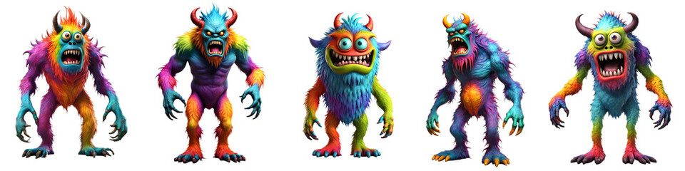 3D Illustration set of monster character