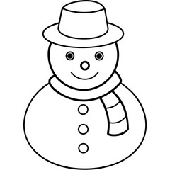 A classic snowman with a hat, scarf, and buttons, using simple shapes and lines vector