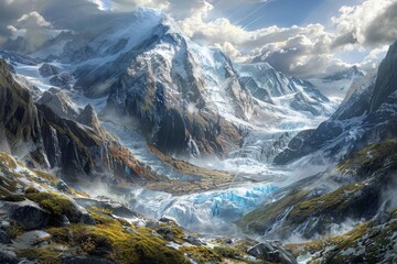 Obraz premium Mountains shrouded in snow