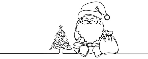 Santa Claus with a Bag of Gifts. Happy New Year and Merry Christmas New Year illustration for different uses. Vector.