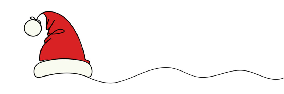 recommend clip art: Santa Claus hat Continuous one line drawing. Christmas or New Year concept.