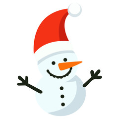 Cute snowman icon on white background. Vector illustration.